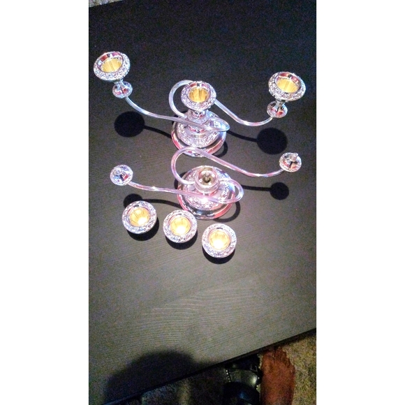 2 ANTHEL  SILVER PLATED TRIPLE  DETACHABLE CANDLE - Picture 2 of 5